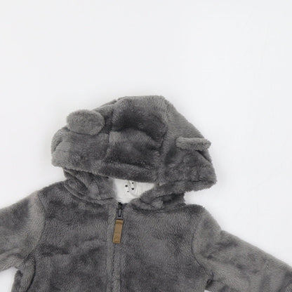 F&F Baby Grey   Jacket  Size 3-6 Months  - Bear Hood