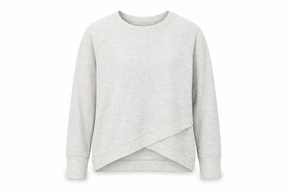 Front view of Souluxe women’s grey pullover sweatshirt, size S