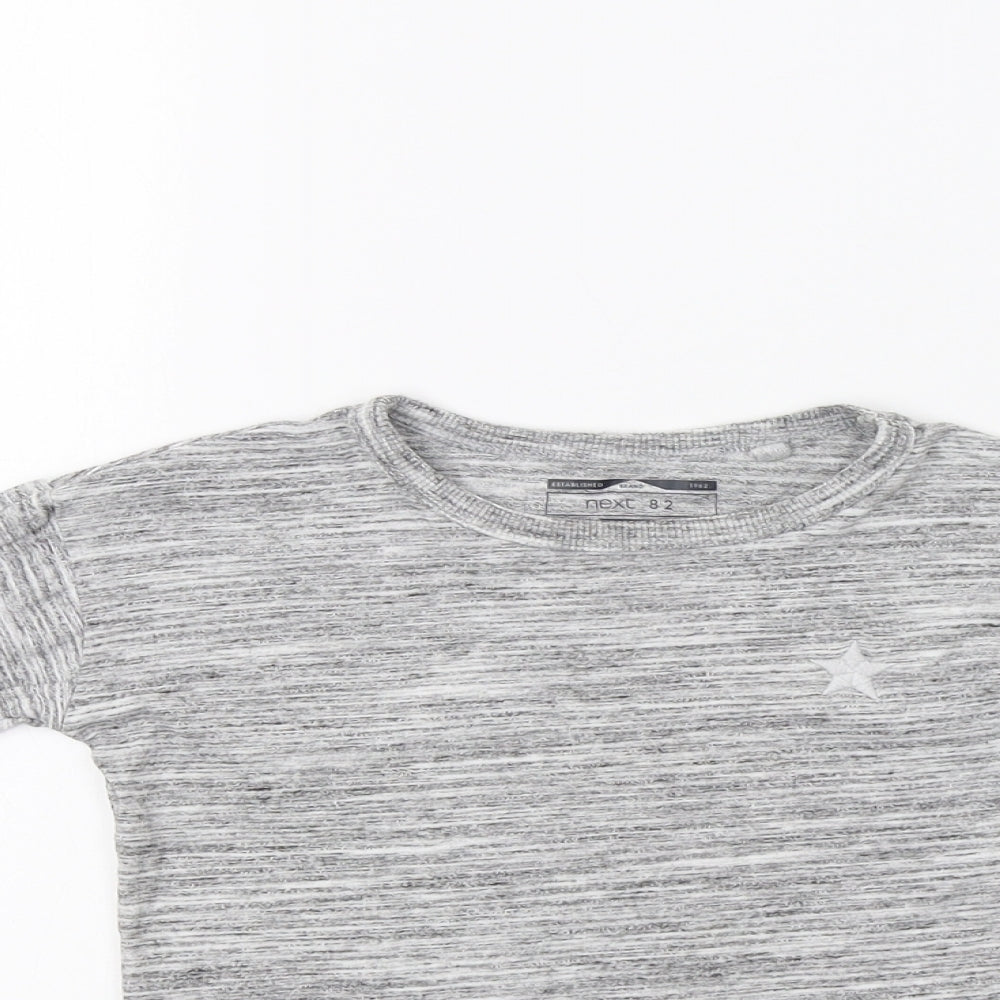 Close-up detail of Next boys’ grey basic t-shirt, size 2-3, years
