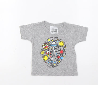Space Needle Baby Grey   Basic T-Shirt Size 12 Months  - Rocket