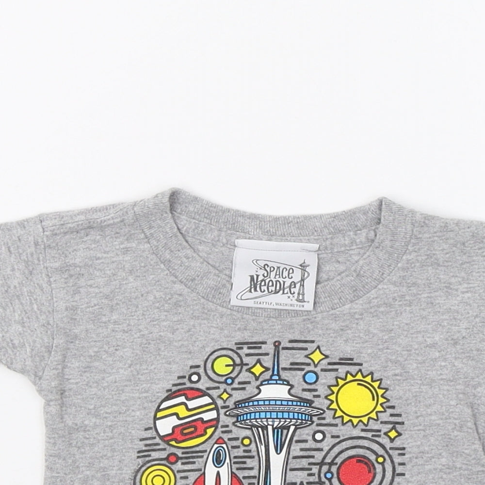 Space Needle Baby Grey   Basic T-Shirt Size 12 Months  - Rocket