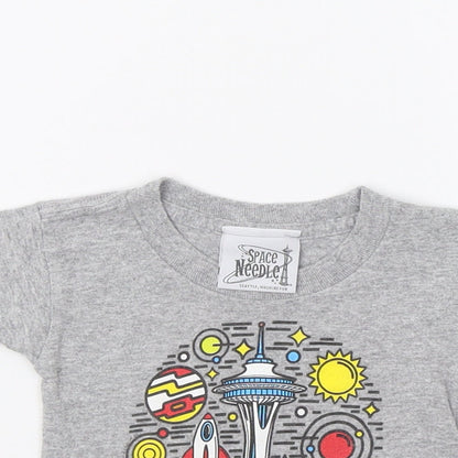 Space Needle Baby Grey   Basic T-Shirt Size 12 Months  - Rocket