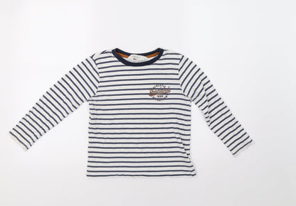 H&M Girls White Striped  Basic T-Shirt Size 5-6 Years