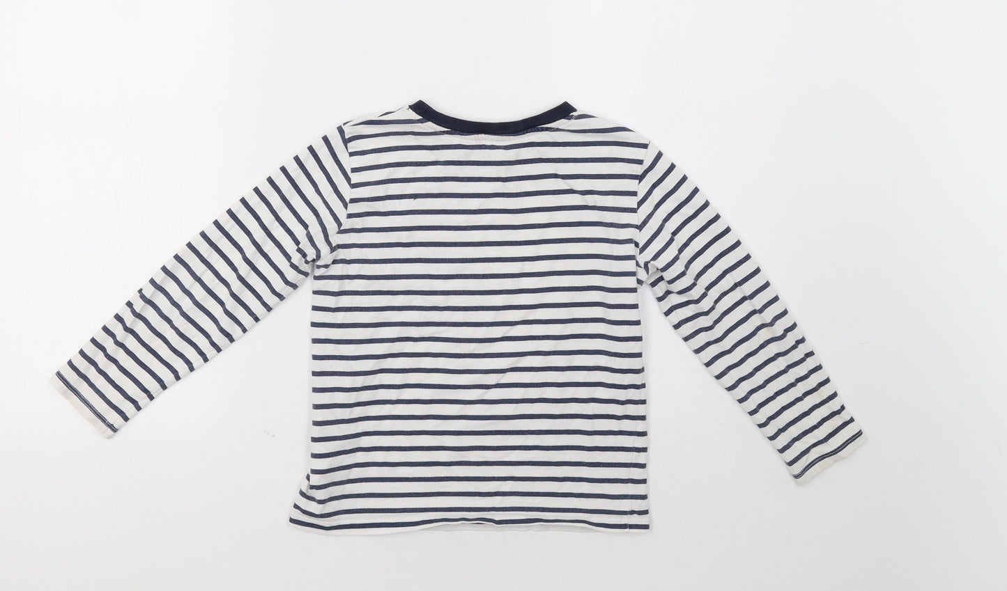 H&M Girls White Striped  Basic T-Shirt Size 5-6 Years