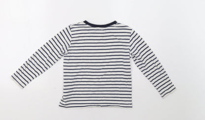 H&M Girls White Striped  Basic T-Shirt Size 5-6 Years