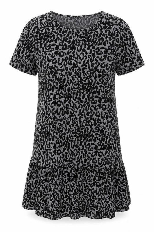 Front view of Tu women’s grey animal print a-line, size UK 10