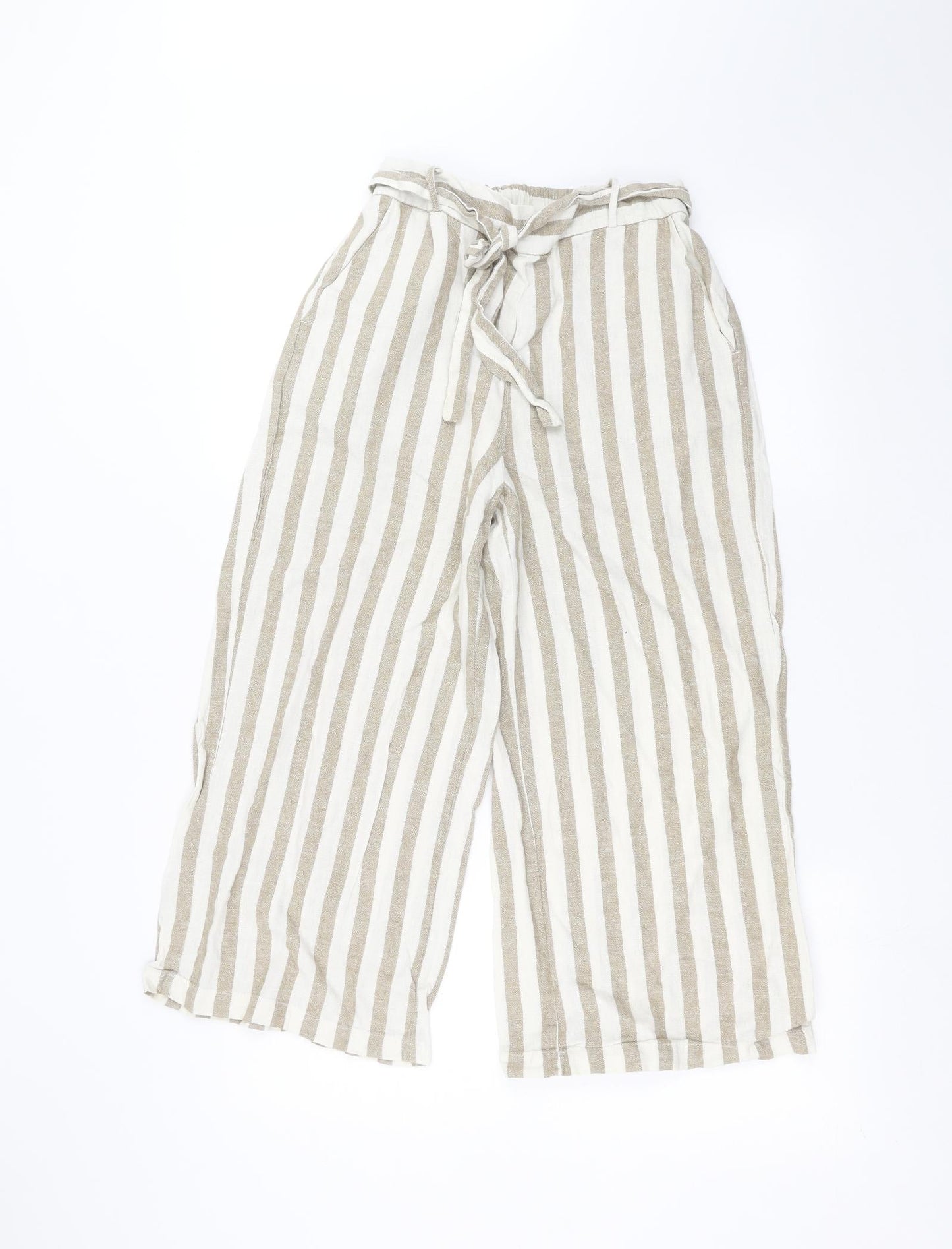 New Look Womens White Striped  Trousers  Size 10 L22 in