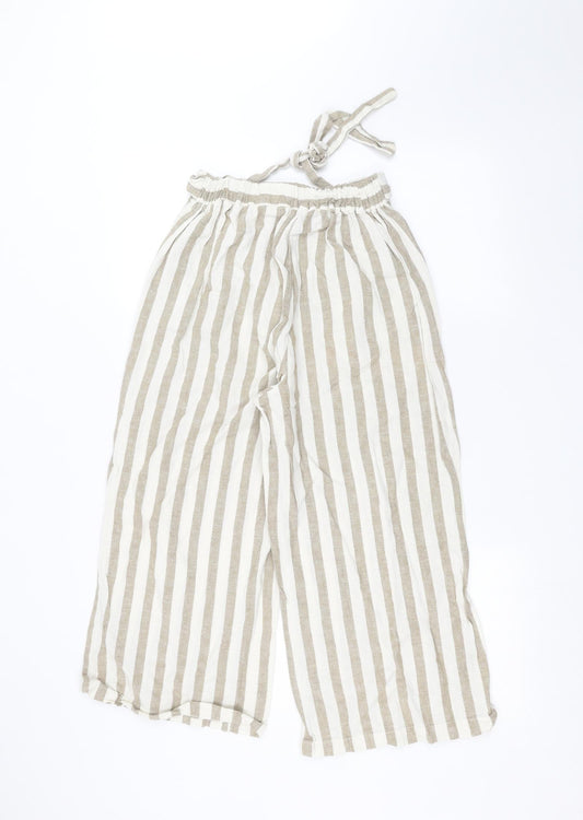 New Look Womens White Striped  Trousers  Size 10 L22 in