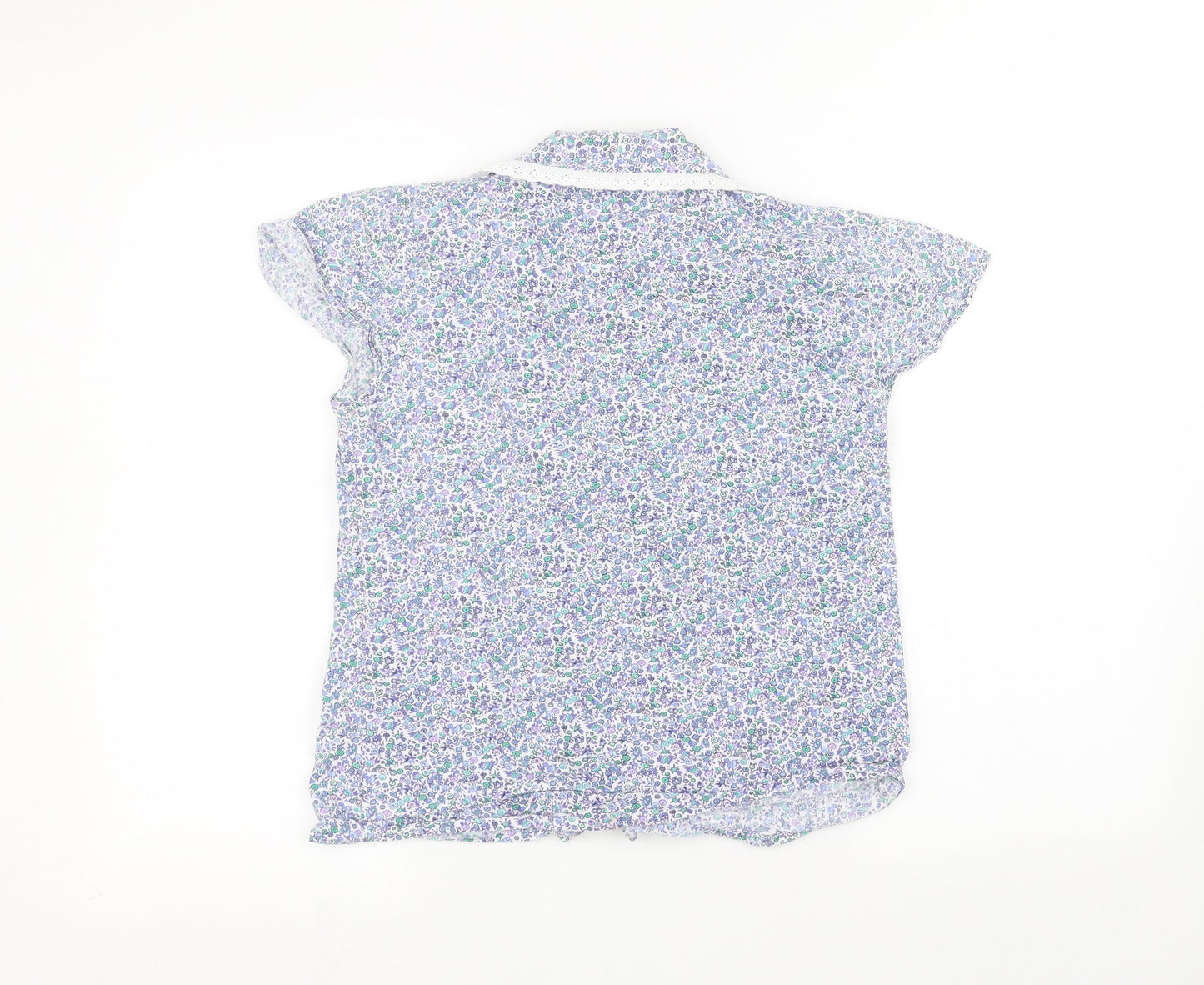 Secret Womens Blue Floral  Basic Button-Up Size S