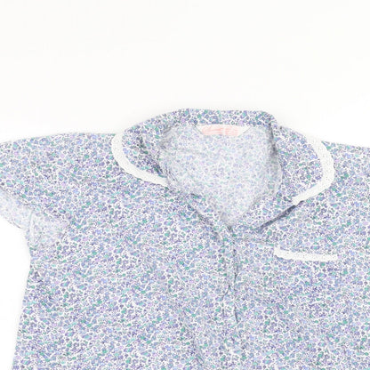 Secret Womens Blue Floral  Basic Button-Up Size S