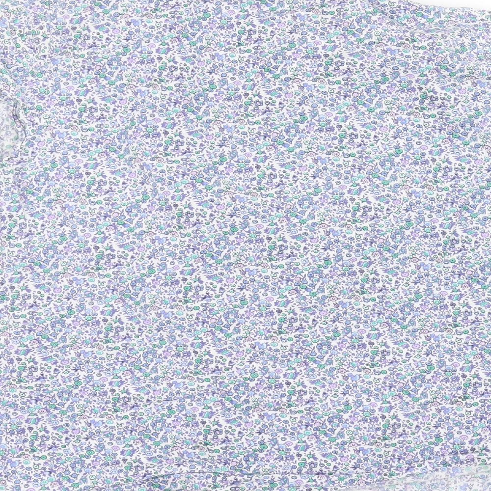 Secret Womens Blue Floral  Basic Button-Up Size S