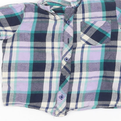 Brand and care label for Tu boys’ purple basic button-up, size 5-6, years