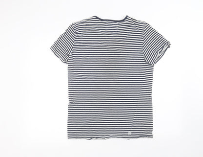 Back view of casual friday women’s white striped basic t-shirt, size M