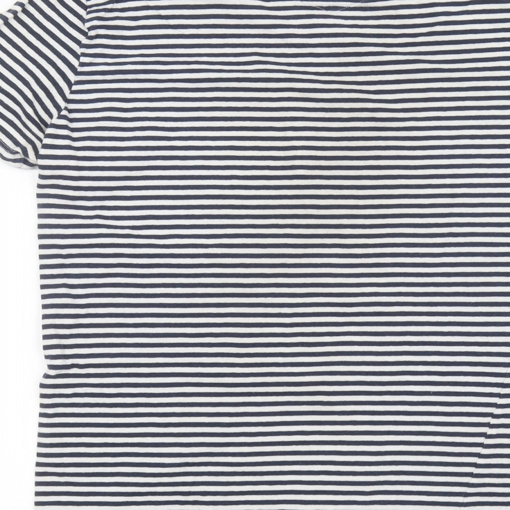 Brand and care label for casual friday women’s white striped basic t-shirt, size M