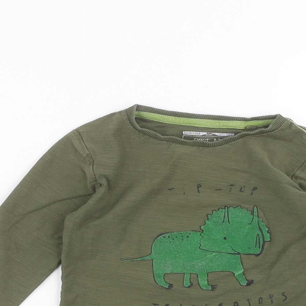 Close-up detail of Next Baby Green Basic T-Shirt, size 18-24, Months