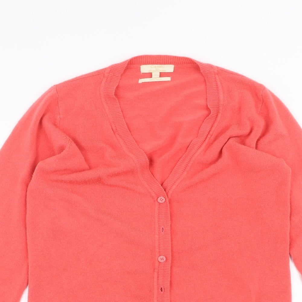 Womens UK Size L Classic Pink Cardigan Jumper