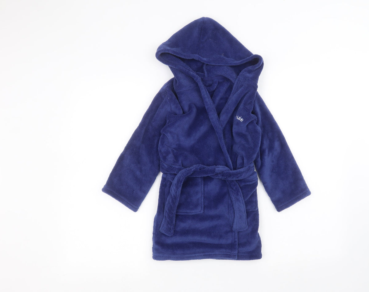 Additional front view of Preworn boys’ blue solid robe, size 4-5, years