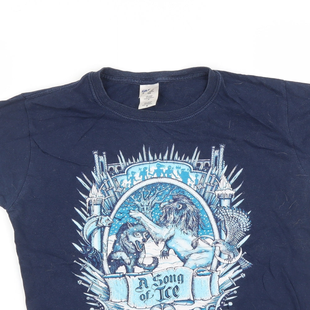 Mens UK Size S Gildan Blue  T-Shirt