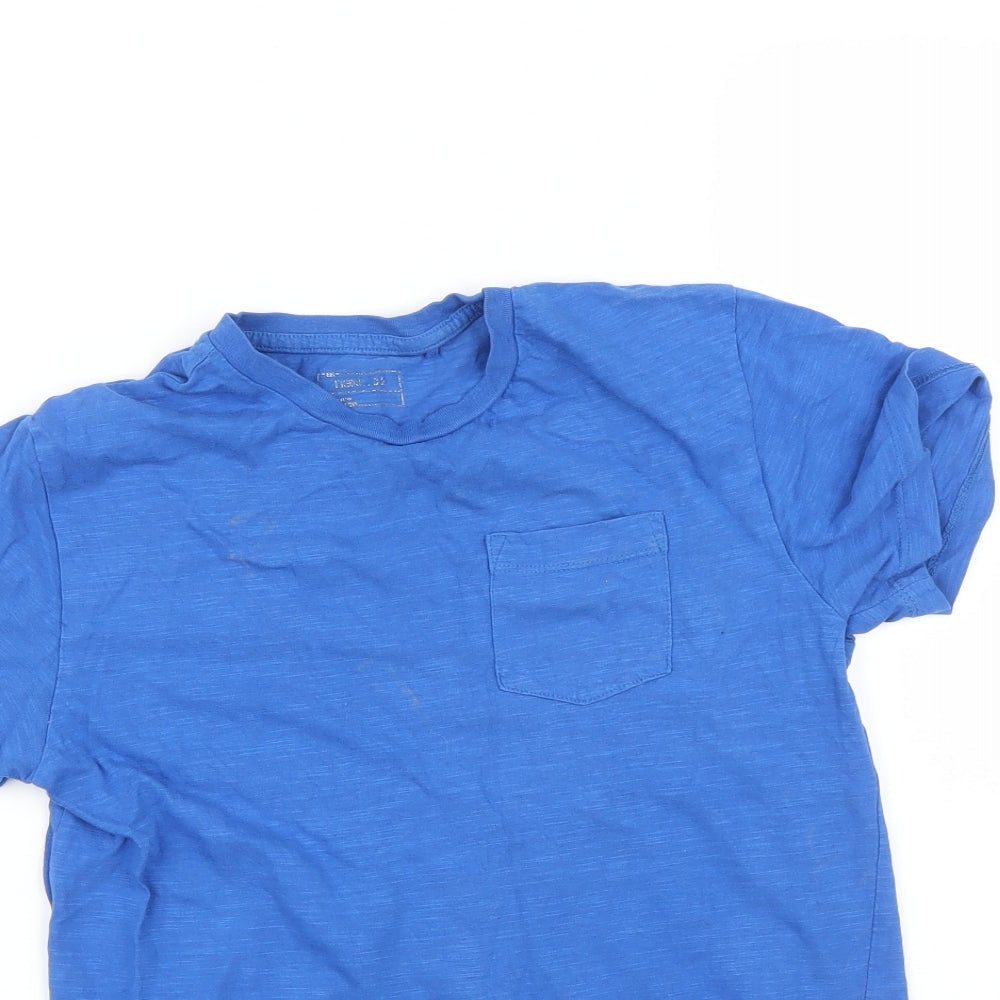 Close-up detail of Next boys’ blue basic t-shirt, size 10, years