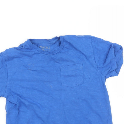 Close-up detail of Next boys’ blue basic t-shirt, size 10, years