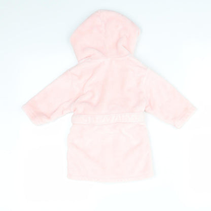 Back view of MY1STYEARS girls’ pink solid robe, size 6-9, months