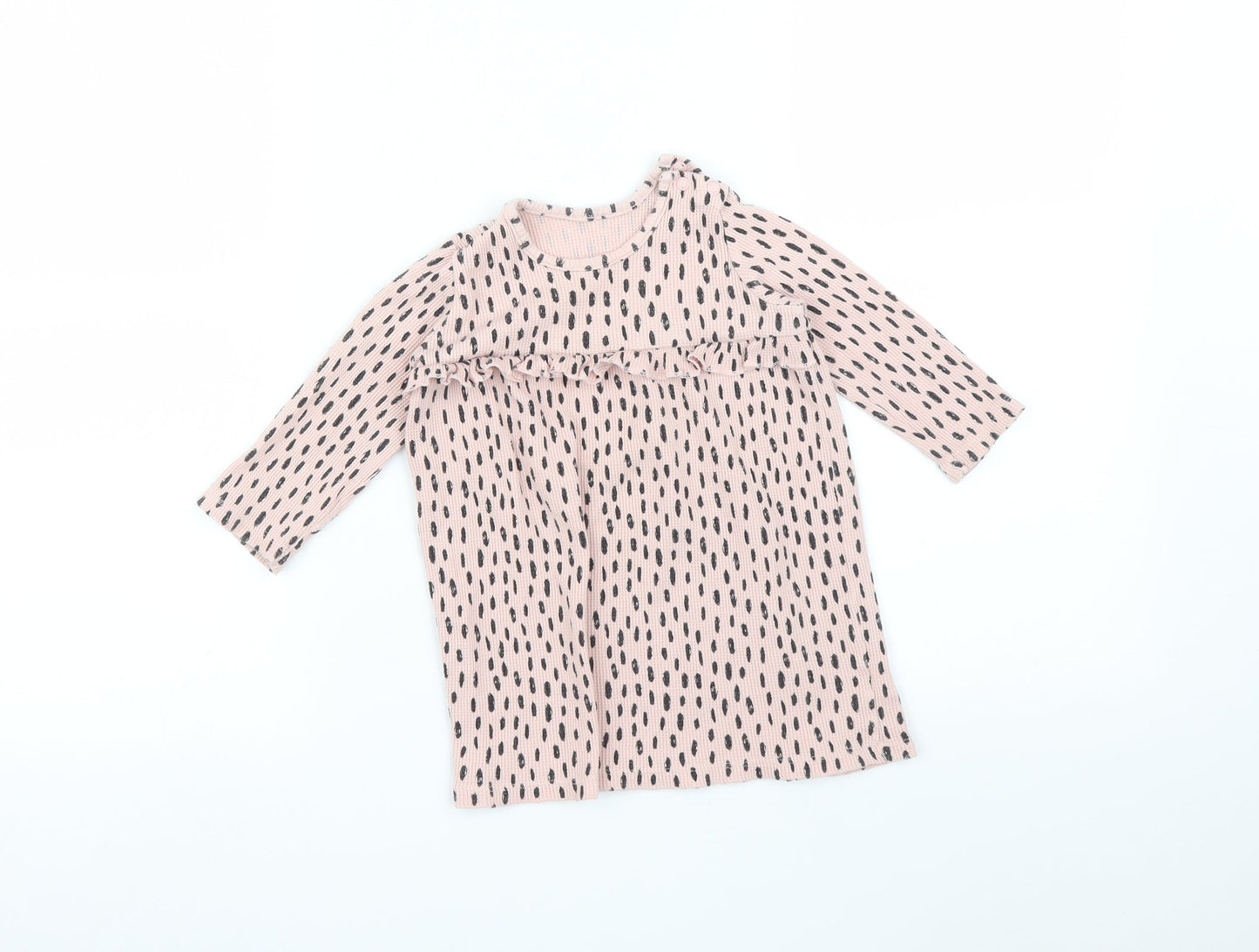 George Girls Pink Polka Dot  Basic T-Shirt Size 12-18 Months