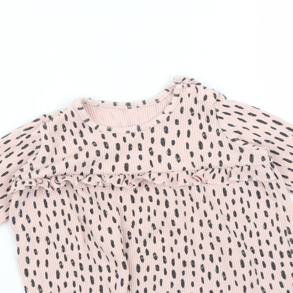 George Girls Pink Polka Dot  Basic T-Shirt Size 12-18 Months