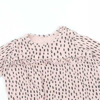 George Girls Pink Polka Dot  Basic T-Shirt Size 12-18 Months