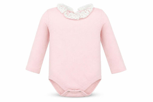Front view of Tu girls’ pink argyle/diamond babygrow one-piece, size 18-24, months