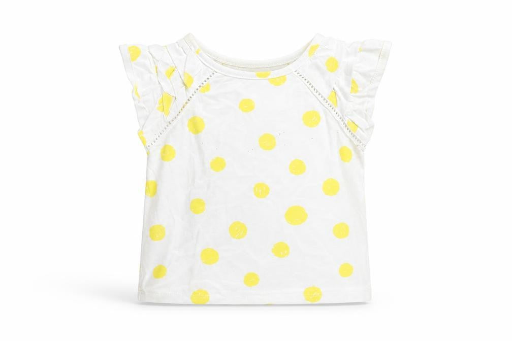 Front view of Tu girls’ white geometric basic t-shirt, size 12-18, months