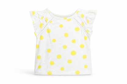 Front view of Tu girls’ white geometric basic t-shirt, size 12-18, months