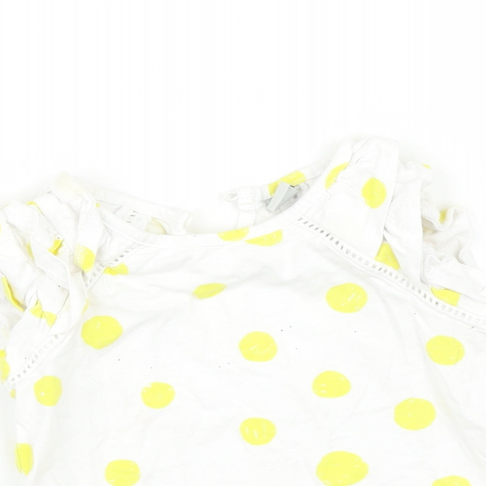Close-up detail of Tu girls’ white geometric basic t-shirt, size 12-18, months