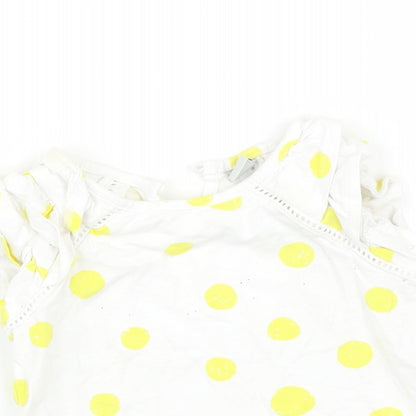 Close-up detail of Tu girls’ white geometric basic t-shirt, size 12-18, months