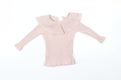 Preworn Girls Pink Striped  Basic T-Shirt