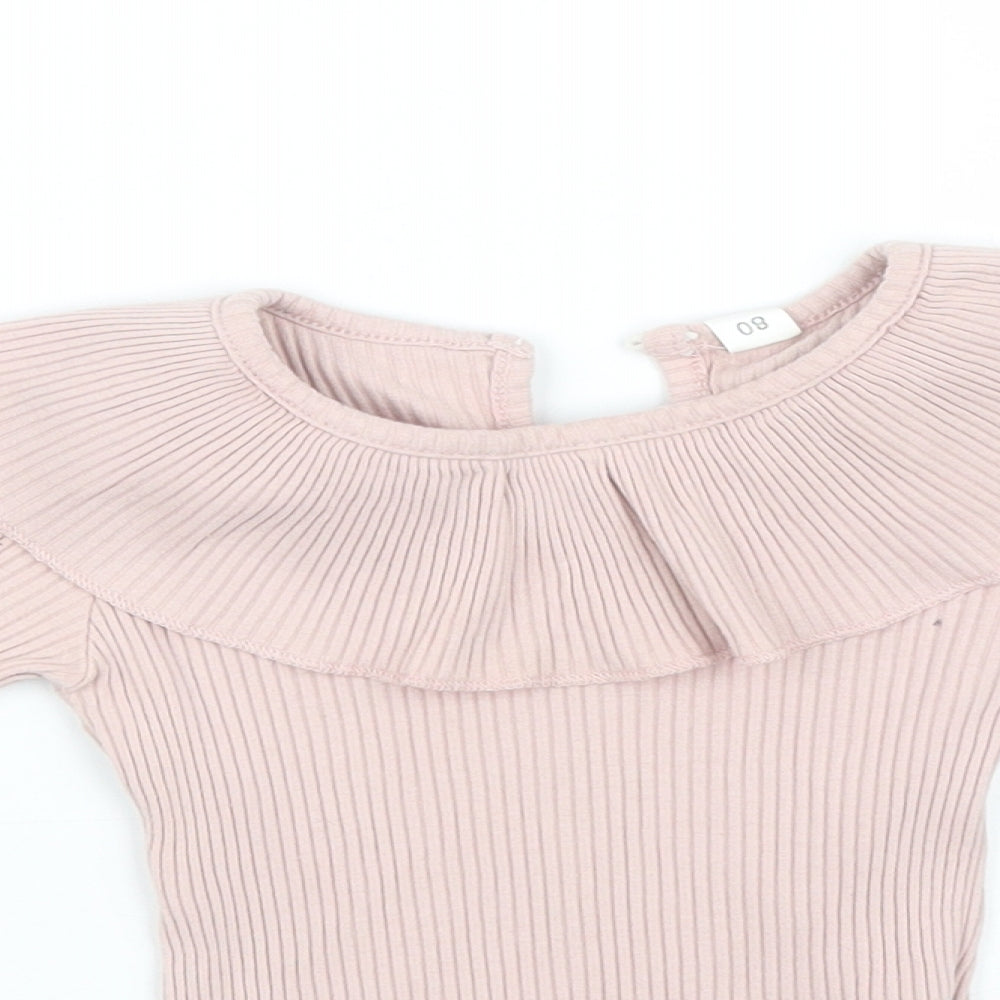Preworn Girls Pink Striped  Basic T-Shirt