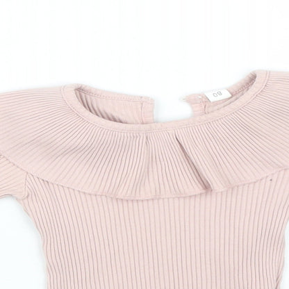 Preworn Girls Pink Striped  Basic T-Shirt