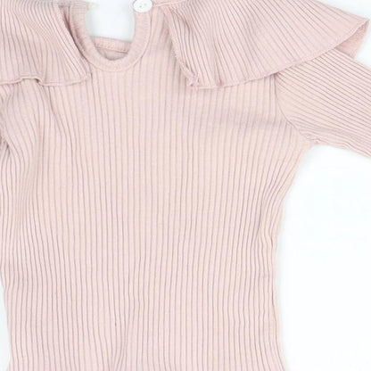 Preworn Girls Pink Striped  Basic T-Shirt