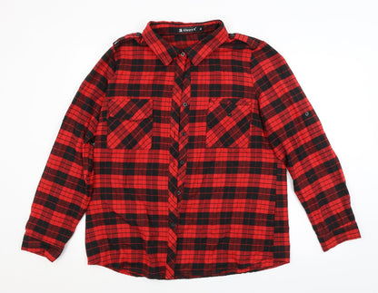 Womens UK Size XL Allegra K Red Basic Button-Up