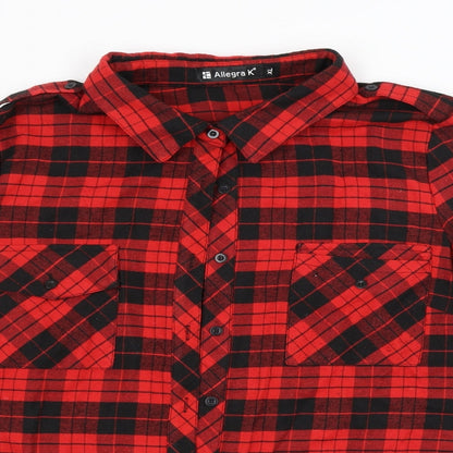 Womens UK Size XL Allegra K Red Basic Button-Up