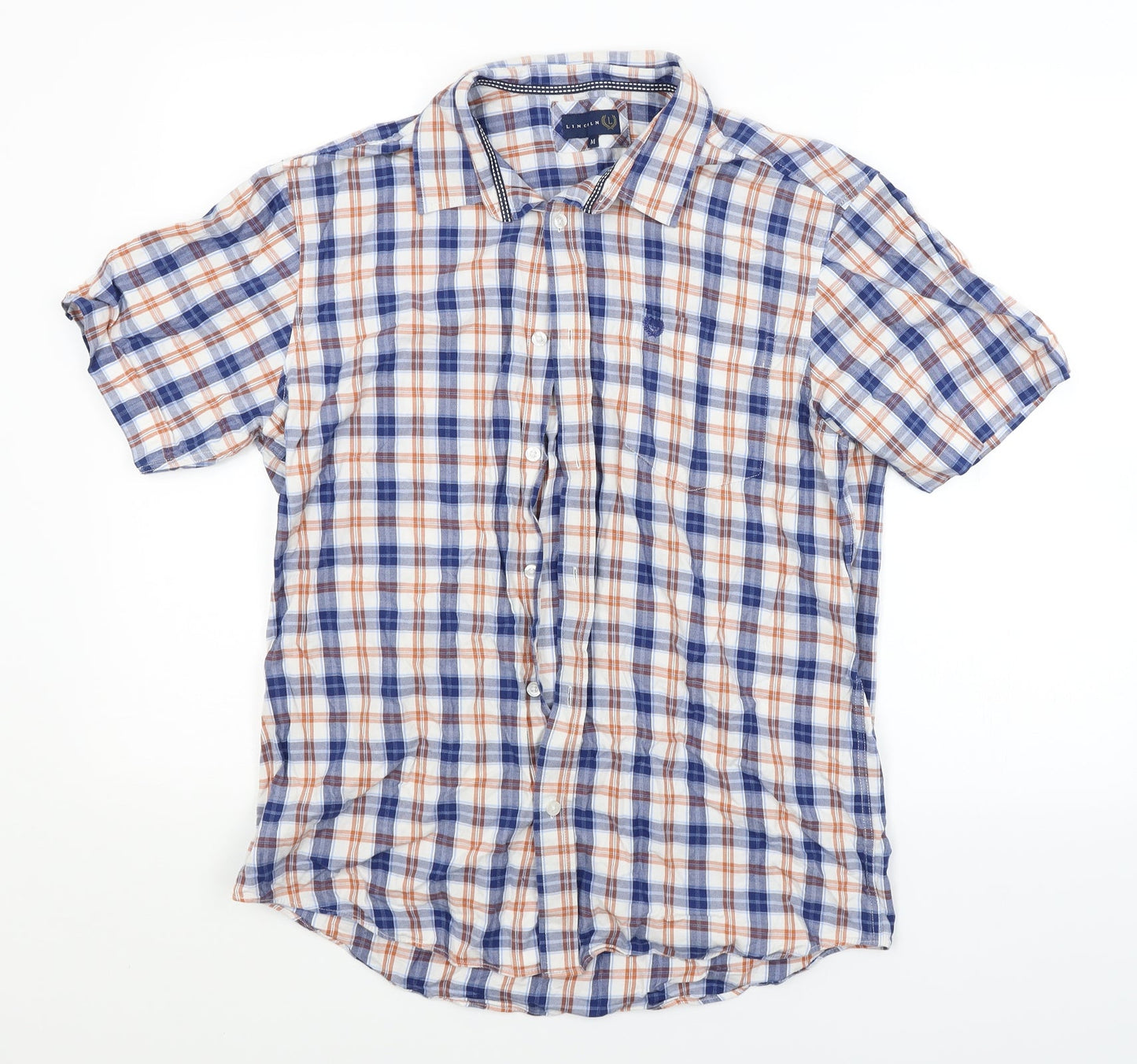 Mens UK Size M Lincoln Multicoloured  Button-Up Short Sleeve Casual Shirt