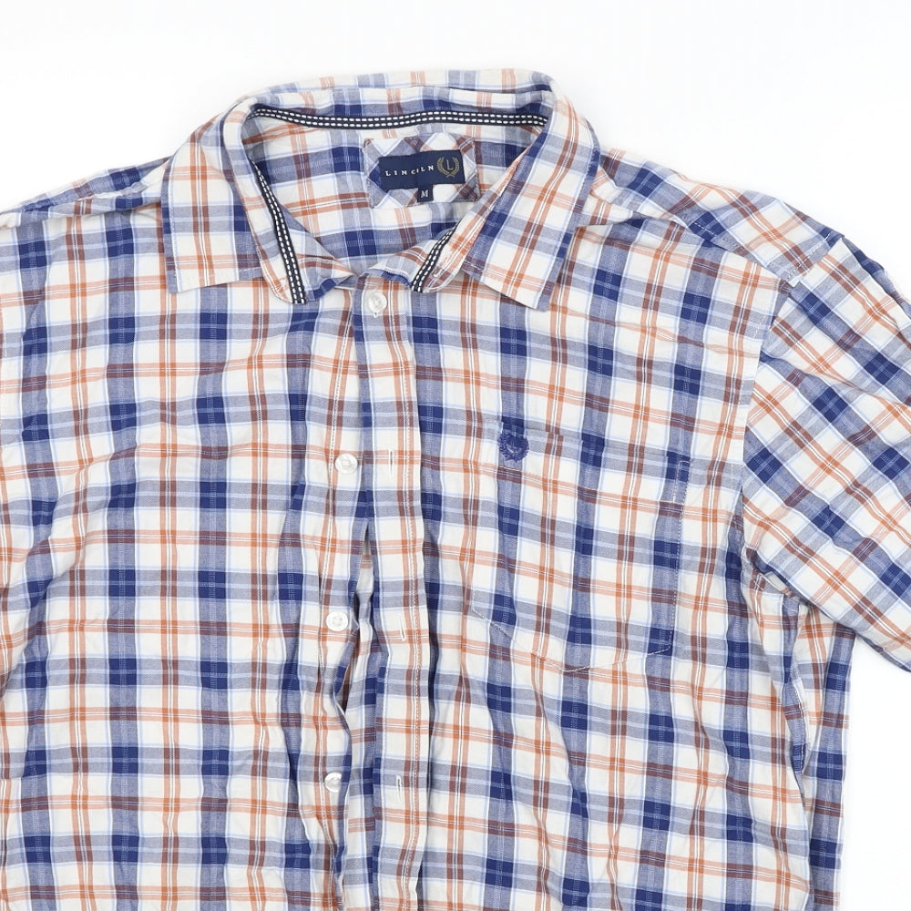 Mens UK Size M Lincoln Multicoloured  Button-Up Short Sleeve Casual Shirt