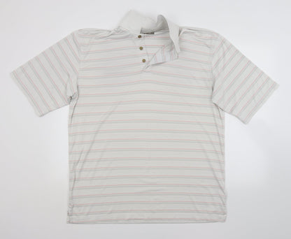 Kirkland Mens White Striped   Polo Size L
