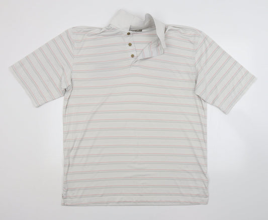 Kirkland Mens White Striped   Polo Size L
