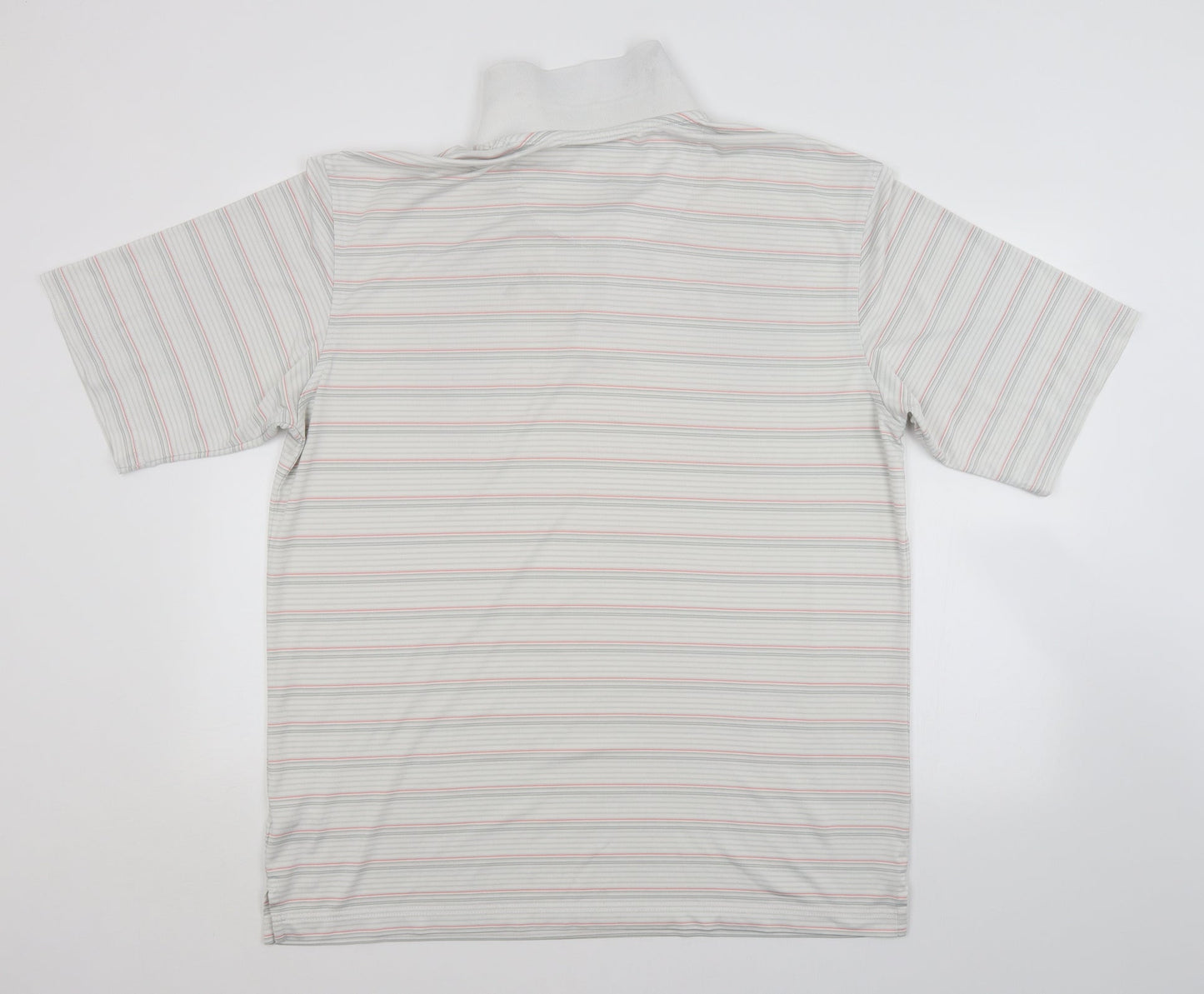 Kirkland Mens White Striped   Polo Size L