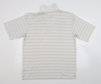 Kirkland Mens White Striped   Polo Size L