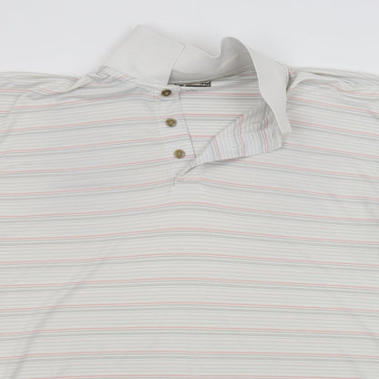 Kirkland Mens White Striped   Polo Size L
