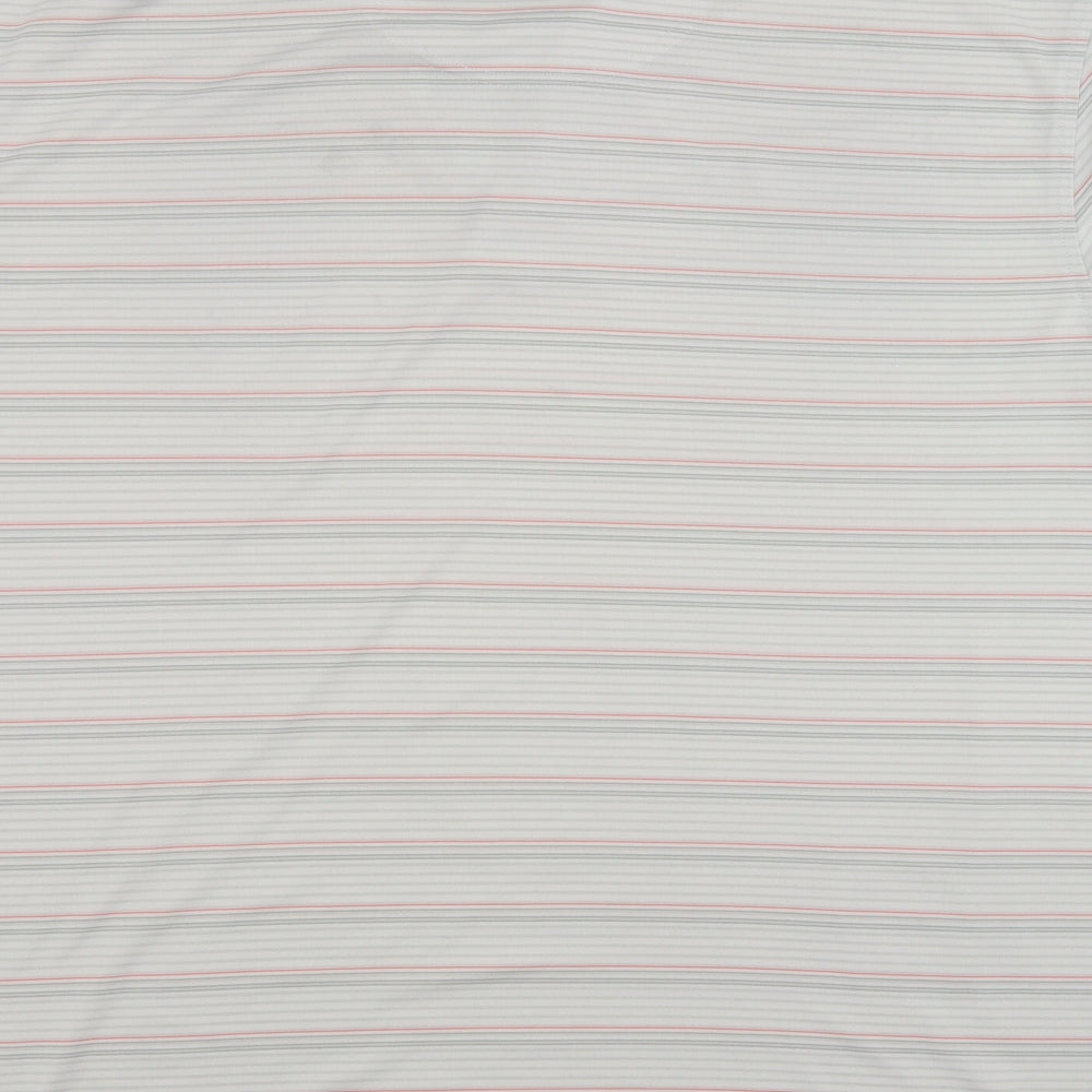 Kirkland Mens White Striped   Polo Size L