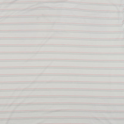 Kirkland Mens White Striped   Polo Size L