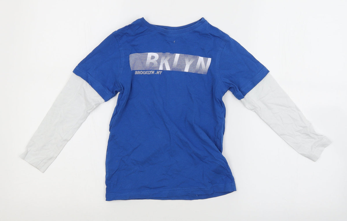 Additional front view of George boys’ blue basic t-shirt, size 5-6, years