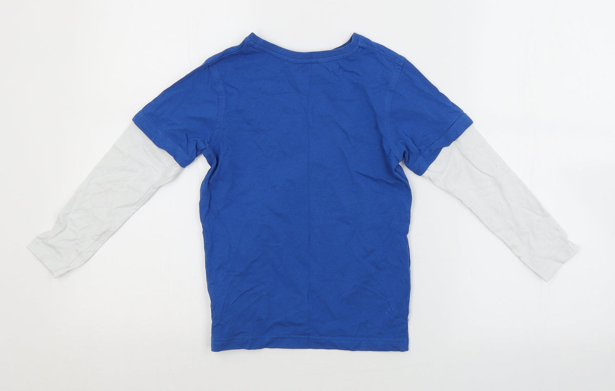 Back view of George boys’ blue basic t-shirt, size 5-6, years